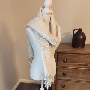 Altar'd State Cream Bouclé Fringe Wrap